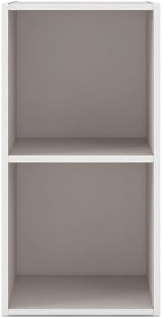 Homes: Inside + Out Apexa 2-Cube Storage Organizer Shelves, Stackable Wood Bookcase Fits Cubby Bins for Organization, Do