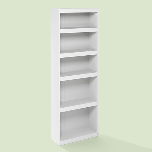 Frei 5-Tier Bookcase, Adjustable Bookshelf, for Living Room and Home Office, White