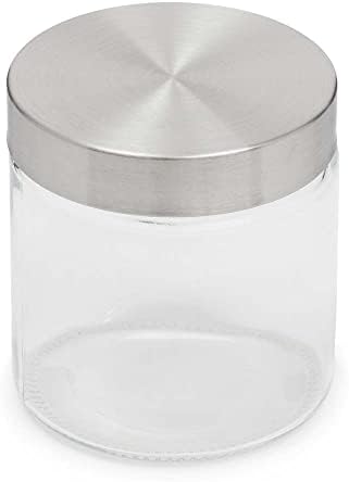 Small Canister for The Kitchen (Clear), Made of Glass with Stainless Steel Lid | by Home Basics | Contemporary Counterto