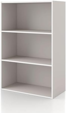 Homes: Inside + Out Apexa 3-Tier Cube Storage Organizer Shelves, Stackable Wood Bookcase Fits Cubby Bins for Organizatio