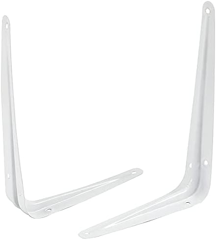 ZOENHOU 24 Pack 10 x 12 Inch White Shelf Brackets, Heavy Duty L Bracket Support with 144 Screws and 72 Expansion Tubes, 