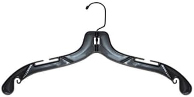 NAHANCO 17” Black Mid-Heavyweight Plastic Hanger, Black Hook, 100 Pack