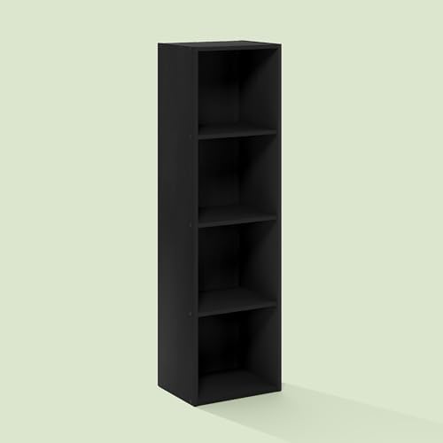 Hagen 4 Tier Organizer Bookcase, Bookshelf, Cube Storage, for Living Room, Home Office, Black Oak