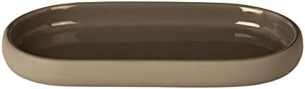 blomus SONO Modern Bathroom Countertop Oval Tray Organizer - Ceramic Soft Touch - Tan