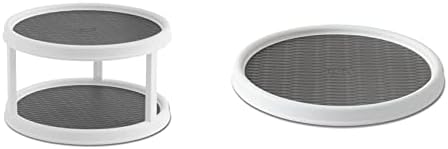 Copco Basics Lazy Susan Turntable and 2-Tier Turntable Bundle, 12-Inch, White/Gray