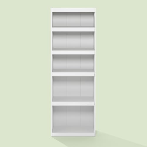 Frei 5-Tier Bookcase, Adjustable Bookshelf, for Living Room and Home Office, White