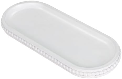 MAONAME White Oval Long Narrow Tray, 12" x 4.7" Wood Bathroom Vanity Tray