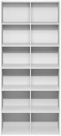 Furinno Basic Book Shelf, 12-Cube Bookshelf, Bookcase with Open Shelf, Cube Storage Organizer, 12 x 32 x 71, for Living 