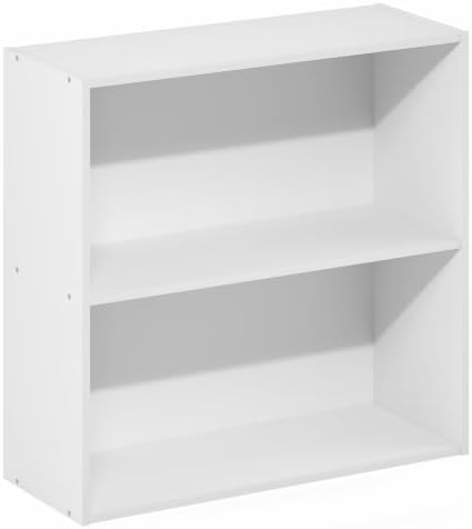 Furinno PASIR 2-Tier Book Shelf, Open Shelves Bookshelf, White