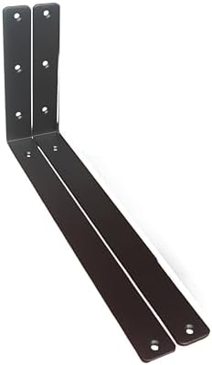 2 Pack - L 16" x H 8" x W1.5, 5mm Thick Black L Shelf Bracket, Iron Shelf Brackets, Metal Shelf Brackets, Floating Shelf
