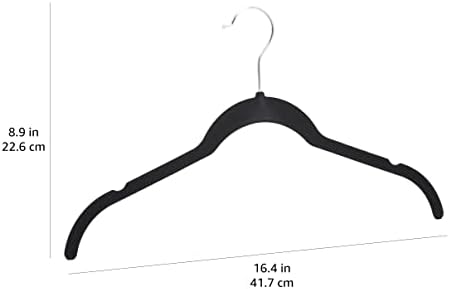 Amazon Basics Space Saving Slim Velvet Non-Slip Clothes Hangers for Closet Organization, Black, 100-Pack