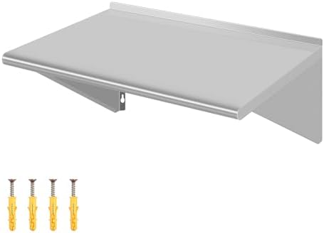 18" D x 24" W Stainless Steel Wall Mounted Shelves, Floating Shelving with Brackets, Commercial Shelf Perfect for Restau
