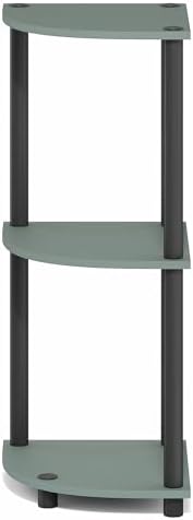 Furinno Turn-N-Tube Corner Shelf, 3-Tier Corner Bookshelf, Display Storage Shelves with Open Shelves, for Organization a