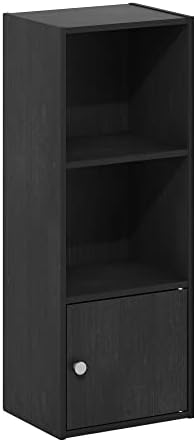 Furinno LUDER Book Shelf, 3-Tier Modern Bookshelf, Bookcase with 1 Door Storage Cabinet, 9.3 x 12 x 31.5, for Living Roo