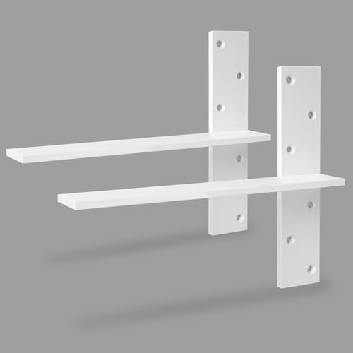 Free Hanging Countertop Support Bracket 18" Lx2.5 W 2 Pack White Heavy Duty Hidden Floating Wall Shelf Bracket 3/8" Thic