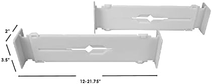 Home Basics 2 Piece Plastic Adjustable Drawer Dividers, White (2) | Organize Any Drawer | Great for Crafts, Accessories 