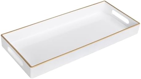 MAONAME White Bathroom Tray, Rectangular Toilet Tank Trays with Handles
