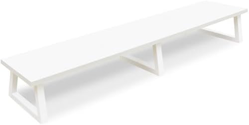 TEAMIX 42 inch Dual Monitor Riser White, Desk Organizer Stand for TV Laptop