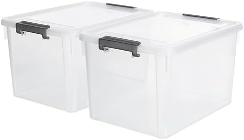 Citylife 2-Pack 32 QT Clear Plastic Storage Bins with Latching Lids