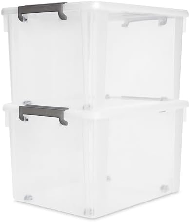 Citylife 2-Pack 58.1 QT Clear Plastic Storage Bins with Latching Lids