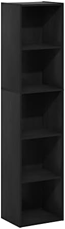 Furinno PASIR Book Shelf, 5-Tier Modern Bookshelf, Open Shelves Bookcase, 9 x 12 x 52, for Living Room, Bedroom, Home Of