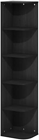 Furinno PASIR Book Shelf, 5-Tier Corner Bookshelf with Open Shelf, Standing Bookcase, 9.3 x 12 x 51.7, for Organization 