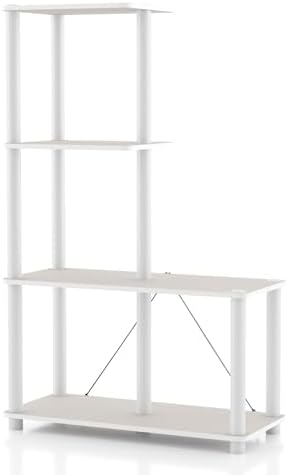 Homes: Inside + Out Apexa Modern 4-Cube Ladder Shelving Units, Collectibles Display Shelves, Easy Assembly Standing Shel