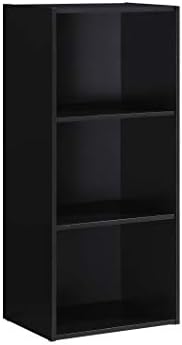 Hodedah Import 3 Shelf Bookcase, Black