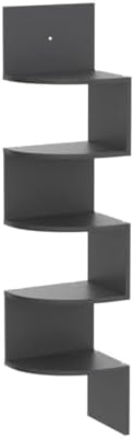 Greenco Corner Shelf, 5 Tier Shelves for Wall Storage, Easy-to-Assemble Floating Wall Mount Shelves for Offices, Bedroom