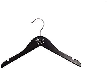 NAHANCO FG20214 Bridal Hanger, Black Wood Hanger with Silver Imprint (Flower Girl), 14” (1 Piece), Black w/Silver Imprin