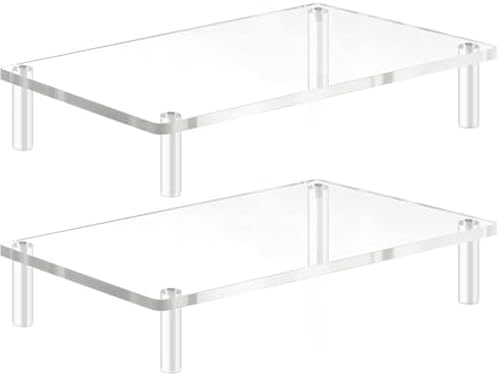 YestBuy Acrylic Monitor Stand Riser, Clear Computer Stand for Laptop, iMac, Pc, Printer, Desktop Ergonomic, Desk Riser W