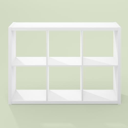 Bayan 6 Cube Storage Organizer, Bookshelf, Storage Shelf, with Open Back for Living Room, Bedroom, Home Office, White
