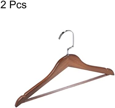 HARFINGTON 2pcs B17 Solid Wooden Suit Hangers 380mm Length U-Notches Retro Coat Hanger with Stainless Steel Hook for Jacket Pants Shirt
