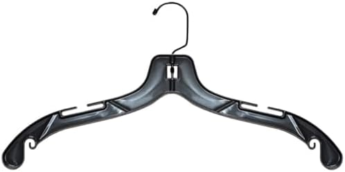 NAHANCO 17” Black Mid-Heavyweight Plastic Hanger, Black Hook, 50 Pack