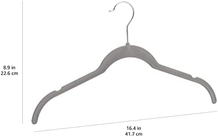 Amazon Basics Space Saving Slim Velvet Non-Slip Clothes Hangers for Closet Organization, Gray/Silver, 30-Pack