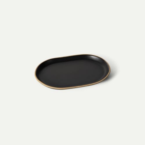 Mora Ceramic Decorative Tray - 10.6in Dish for Jewelry, Soap Dispenser, Perfume, Makeup, Accessories, Candle, in the Bat