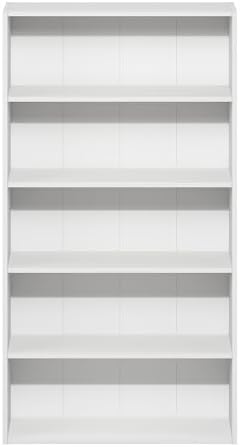Furinno Basic Book Shelf, 5-Tier Bookshelf, Storage Organizer Bookcase with Open Shelf, 7 x 24 x 44, for Living Room, Be
