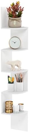 5-Tier Zigzag Corner Shelf Wall Mounted, Radial Corner Wall Shelf, Floating Book Shelves for Wall, for Bedroom, Home Off