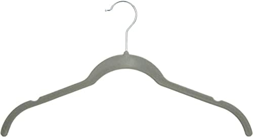 Amazon Basics Space Saving Slim Velvet Non-Slip Clothes Hangers for Closet Organization, Gray/Silver, 30-Pack