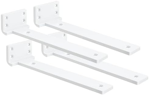 White Floating Shelf Brackets 8 inch 4 Pack L Brackets for Floating Shelves Metal Heavy Duty Shelf Bracket for DIY Shelv