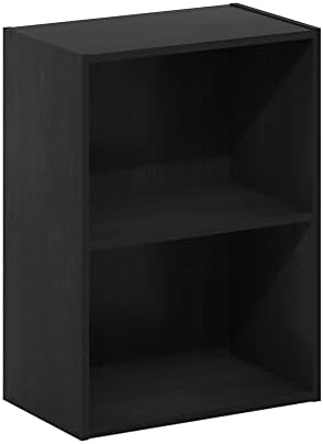 Furinno LUDER 2-Tier Book Shelf, Open Shelves Bookshelf, Blackwood