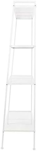 Industrial Ladder Shelf, 4-Tier Bookshelf, Storage Rack Shelves, Bathroom, Living Room, Metal Frame, White