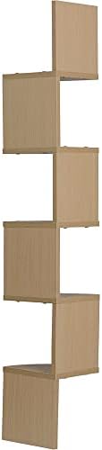 Danya B XF11035BH Large Decorative 5-Tier Corner Floating Wall Mount Display Shelving Unit - Beech Veneer