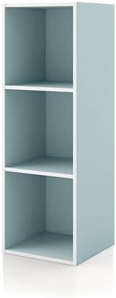Homes: Inside + Out Apexa 3-Cube Storage Organizer Shelves, Stackable Wood Bookcase Fits Cubby Bins for Organization, Do