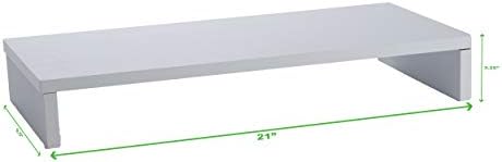 Mind Reader Woodland Collection, Monitor Stand, 33 lb. Capacity, Desktop Organizer, White