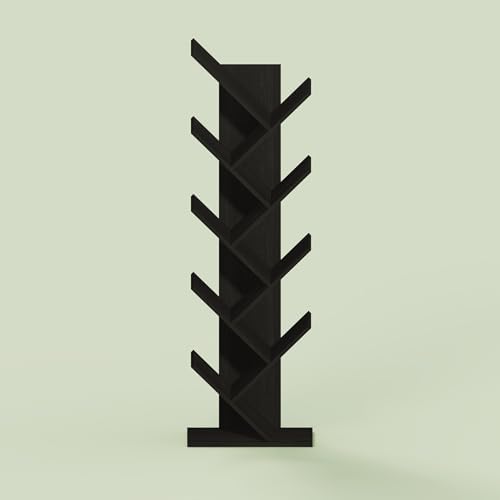 Ipoh Tree Book Shelf, 9-Tier Tree Bookcase, for Narrow Space, Books, CDs, Magazines, Charcoal