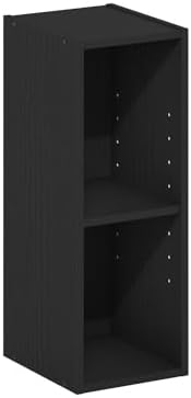 Furinno Fulda Book Shelf, 2-Tier Narrow Storage Cabinet, Bookcase with 8-in Width Storage Shelf, 9.3 x 7.9 x 21.2, for L