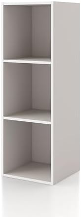 Homes: Inside + Out Apexa 3-Cube Storage Organizer Shelves, Stackable Wood Bookcase Fits Cubby Bins for Organization, Do