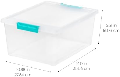 IRIS USA Storage Bins with Lids |Made in USA| 12 Qt - (4-Pack) - Clear