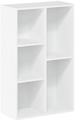 Furinno LUDER Book Shelf, 5-Cube Bookshelf, Reversible Bookcase with Open Shelves, 9.4 x 19.5 x 31.5, Easy Assembly, for